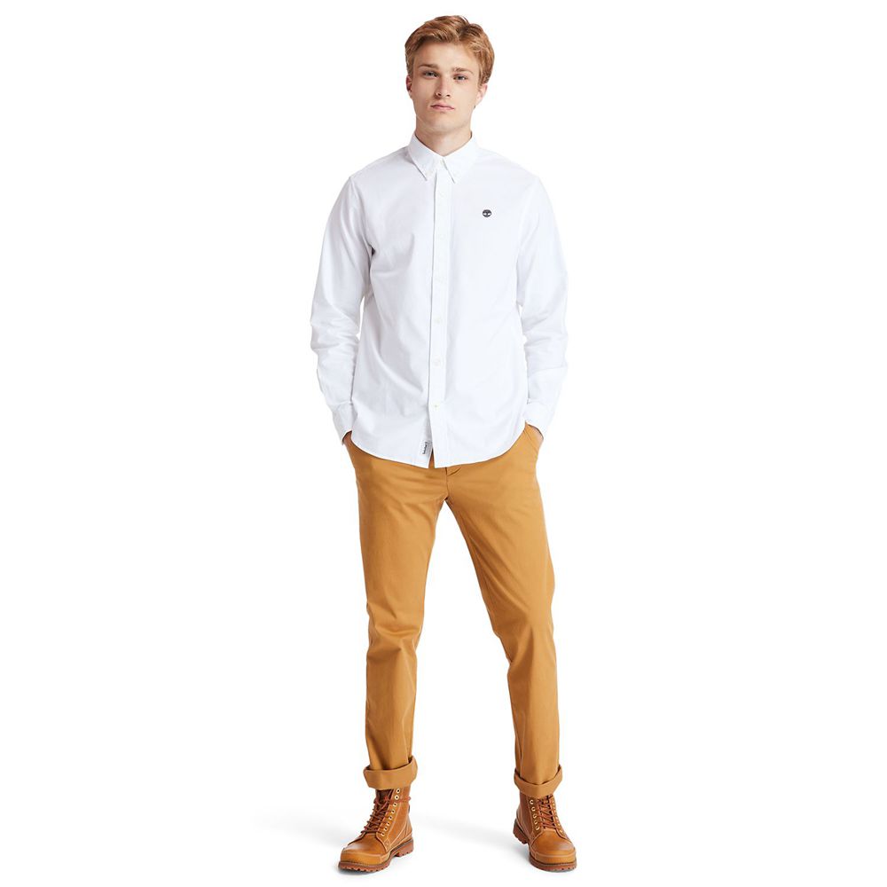 Timberland Mens Shirts Pleasant River Stretch Oxford - White - India XE7016298